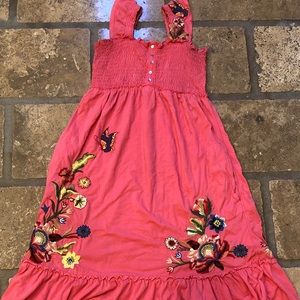 Johnny Was Pink floral Smock top Embroidered Dress